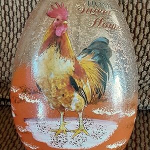 Lighted rooster glass egg